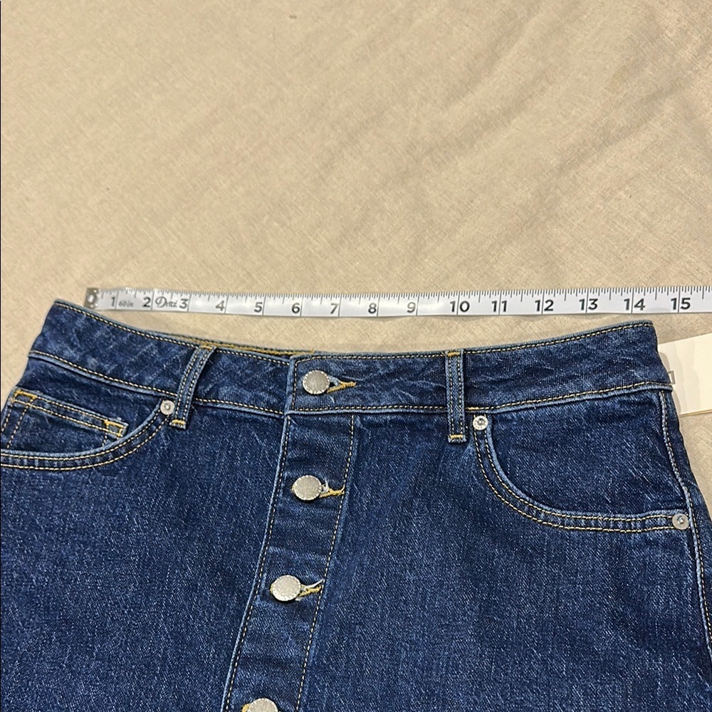 H&M Dark Blue A-Line Front Button Denim Skirt size 10 - Picture 4 of 8